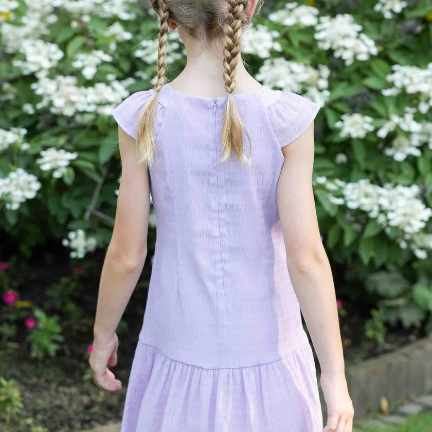 Crinkle Lawn Dress With Shirred Hem Ruffle