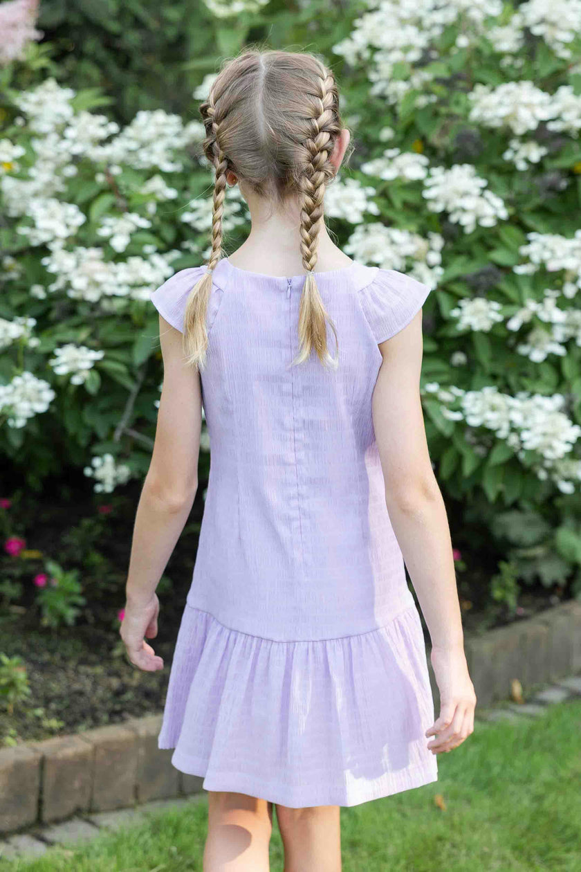 Crinkle Lawn Dress With Shirred Hem Ruffle