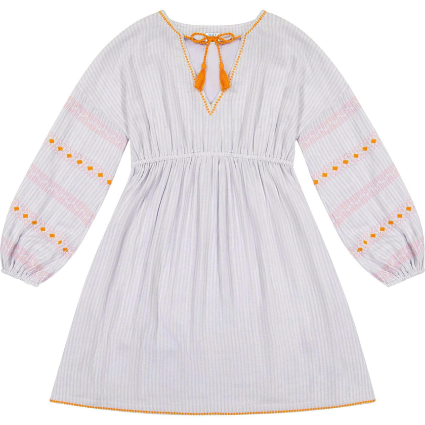 Women's Elodie Popover Stripe Embroidery Dress, Stripes