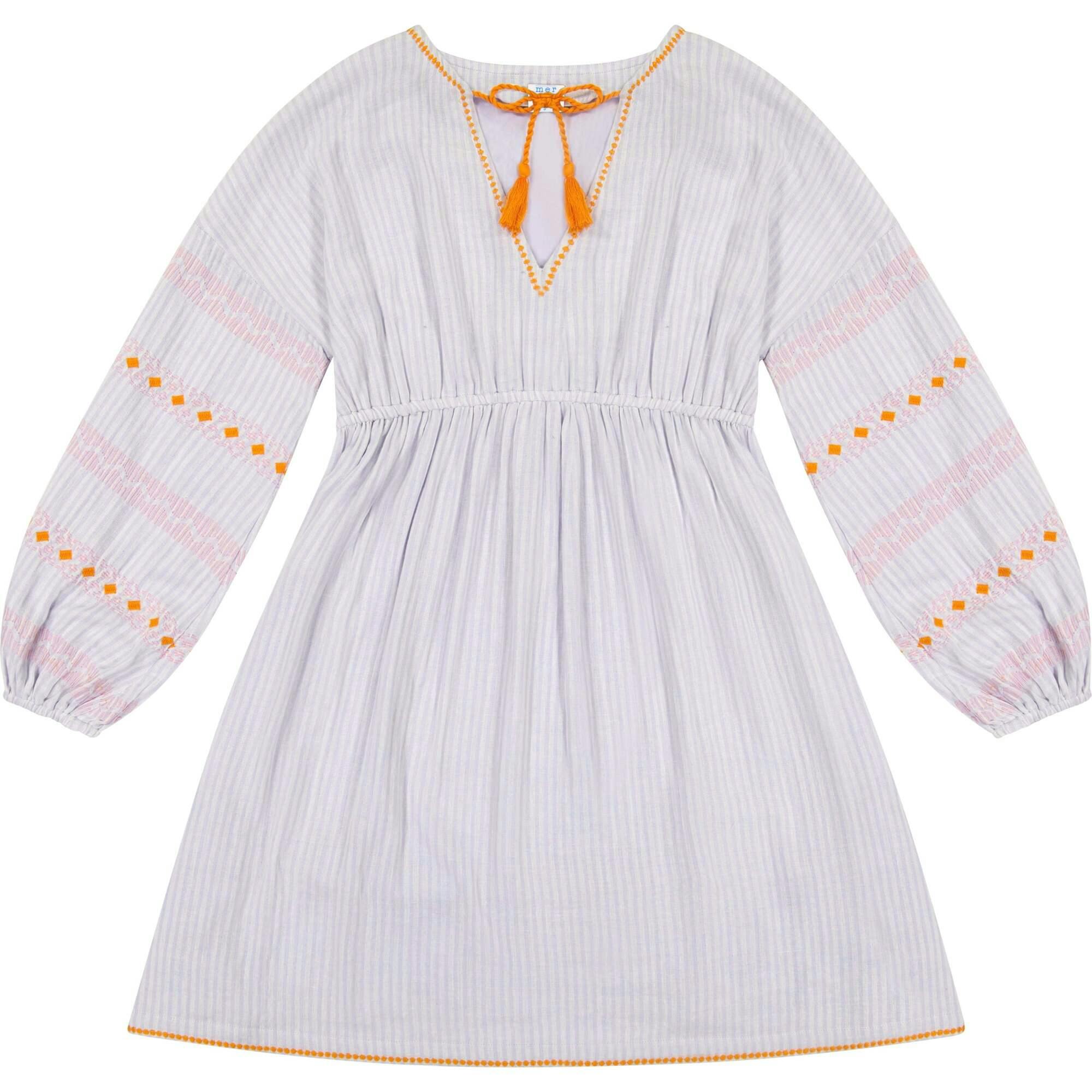 Women's Elodie Popover Stripe Embroidery Dress, Stripes