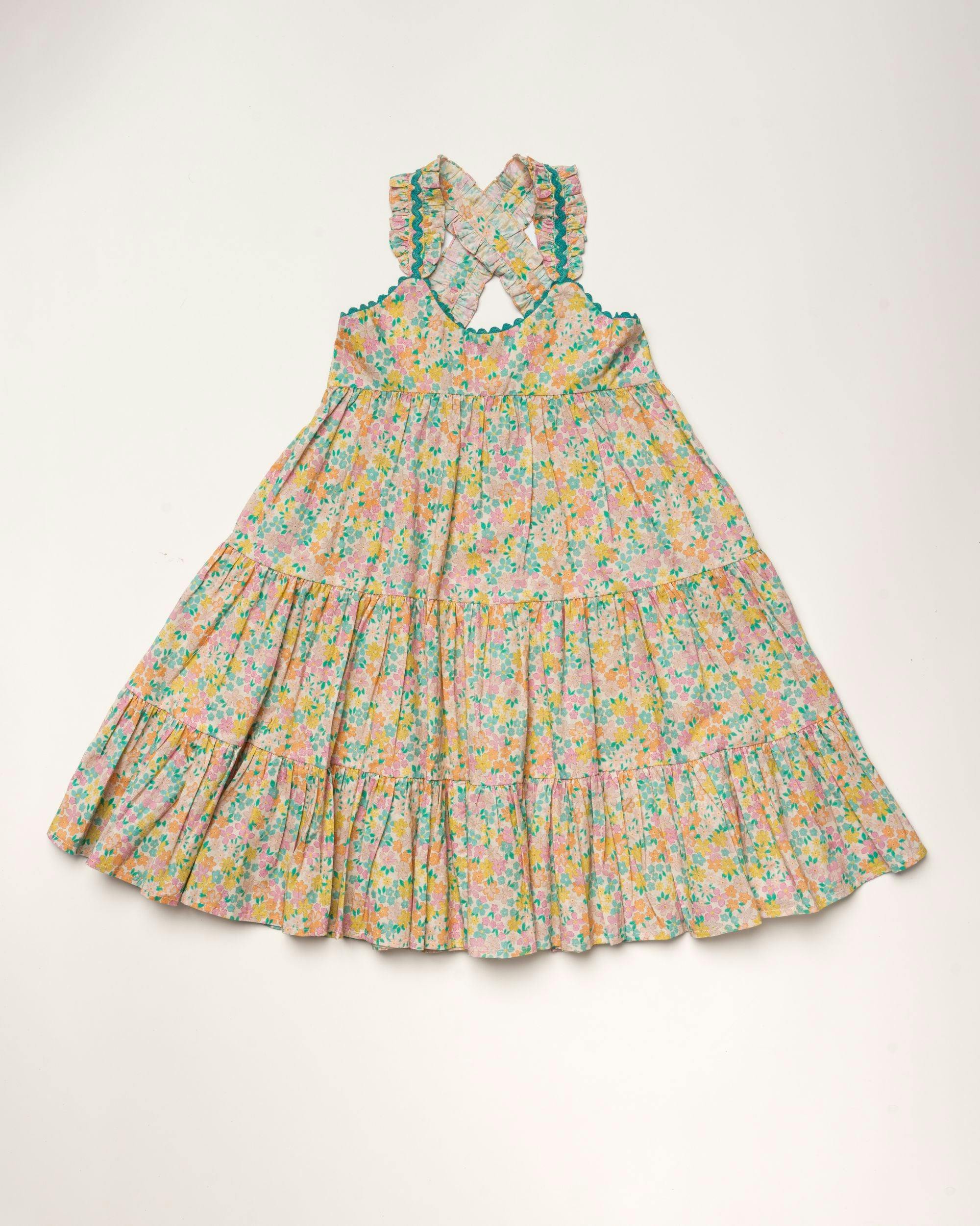Laura Dress - Emma Floral Mint print