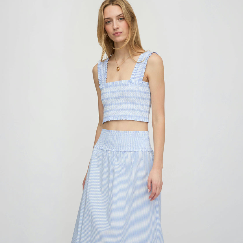 The Azalea Nap Top - Blue/White Stripe
