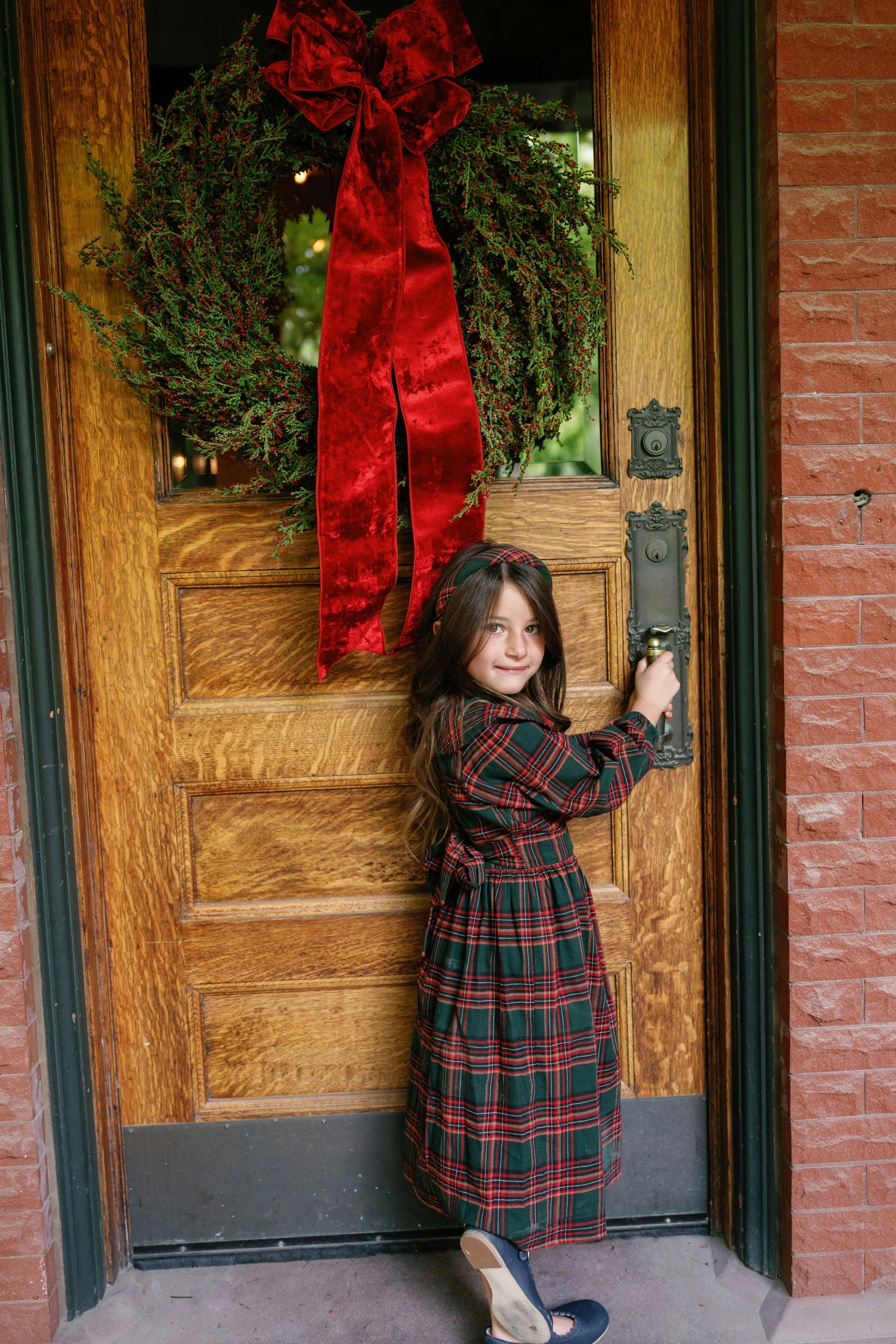 Mini Maisy Long Sleeve Dress in Evergreen Plaid