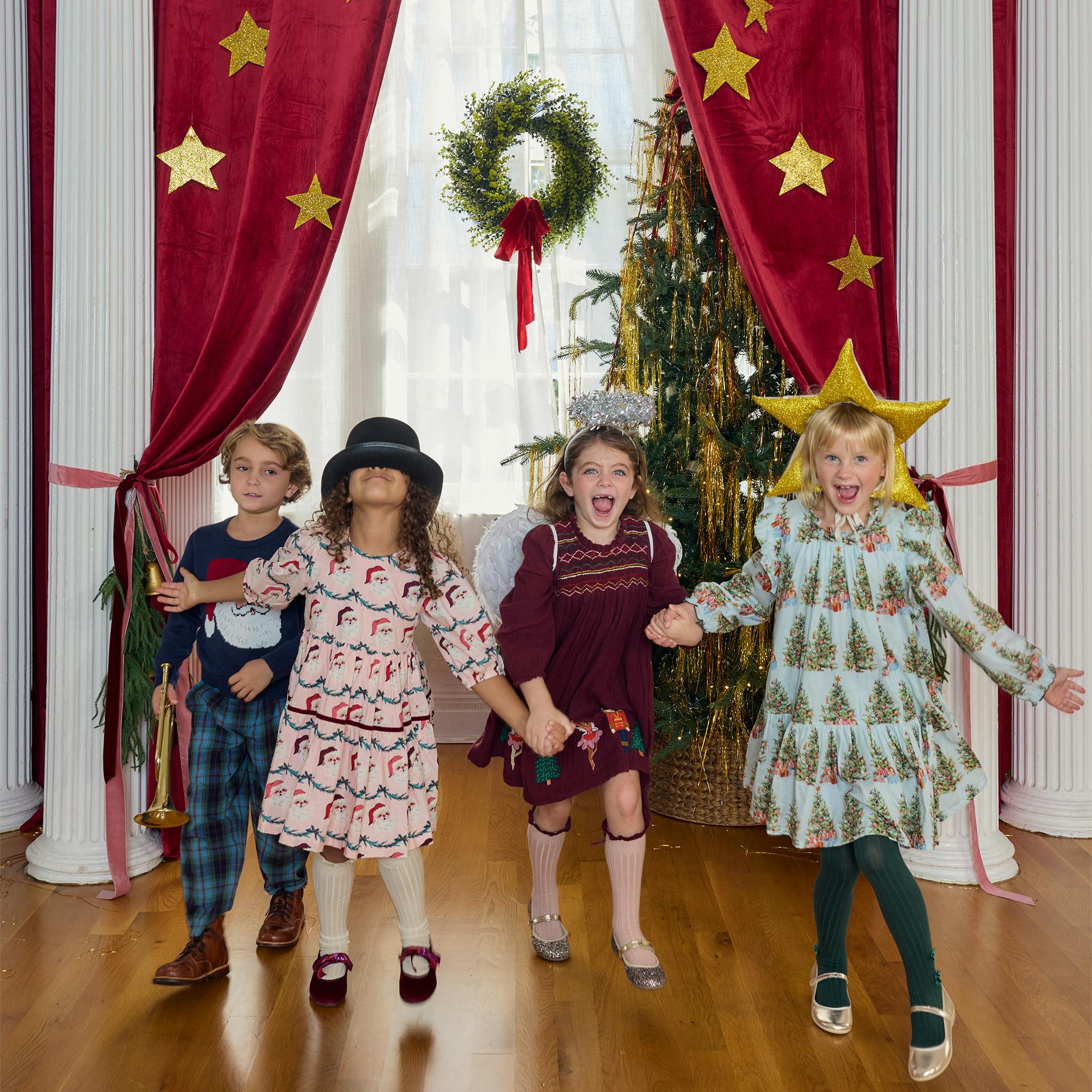 Girls Harper Dress - Trees and Presents