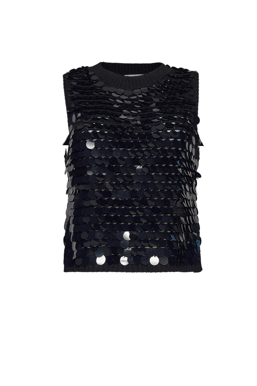 CORA TANK | BLACK W/ BLACK SEQUINS