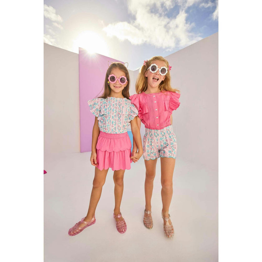 Shirred Scallop Shorts