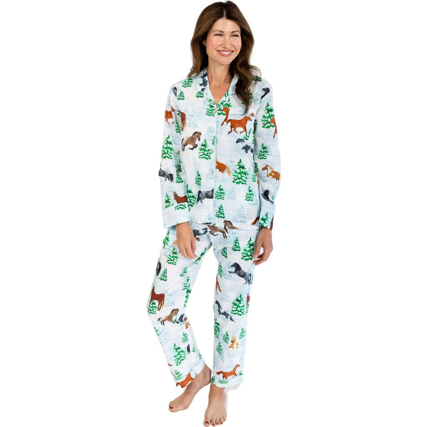 Women's Skydog Wild & Free Long PJ Set - Organic Cotton Poplin