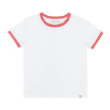 Unisex White Ringer Tee With Poppy Red Trim