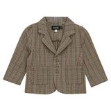 Woven Button Front Plaid Blazer