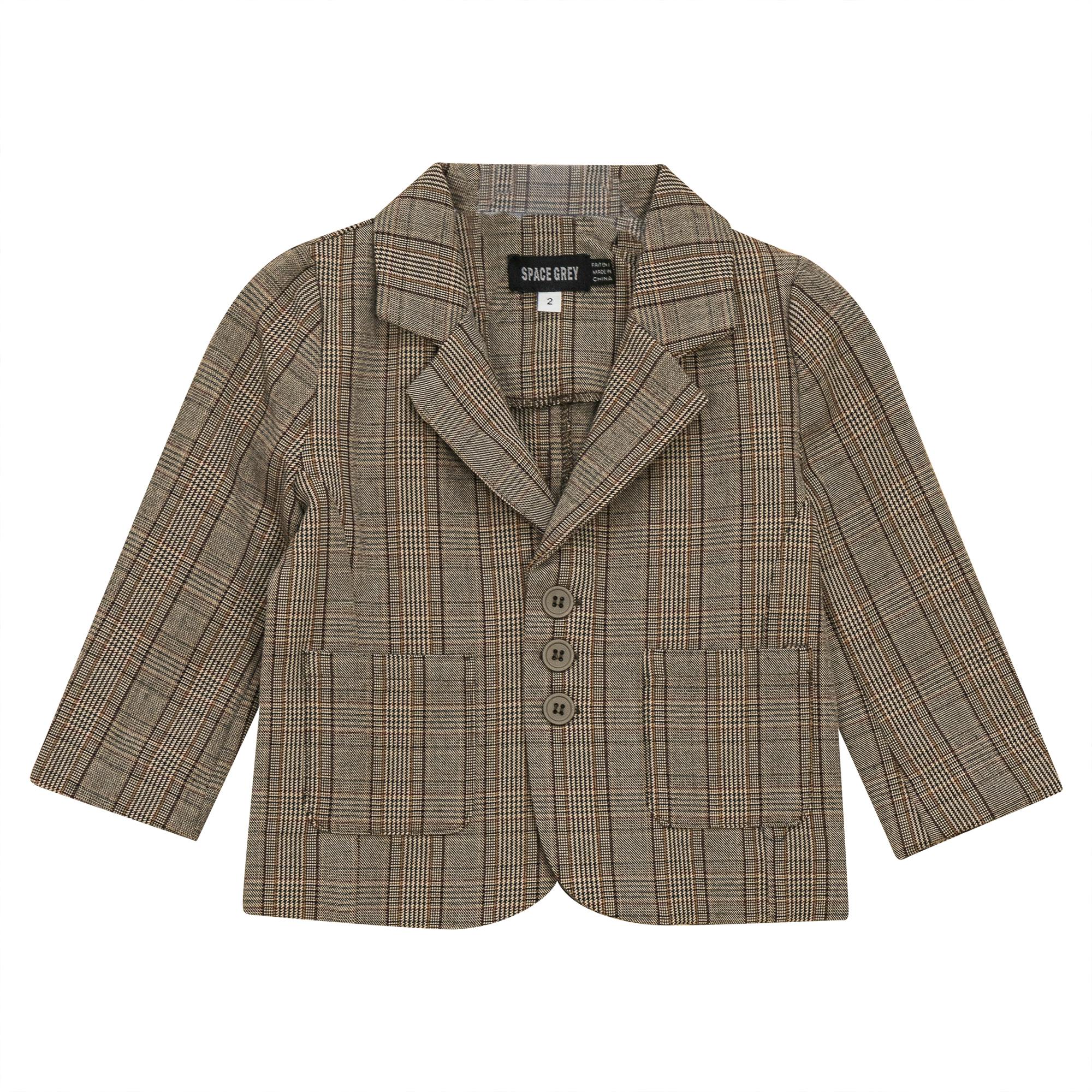 Woven Button Front Plaid Blazer
