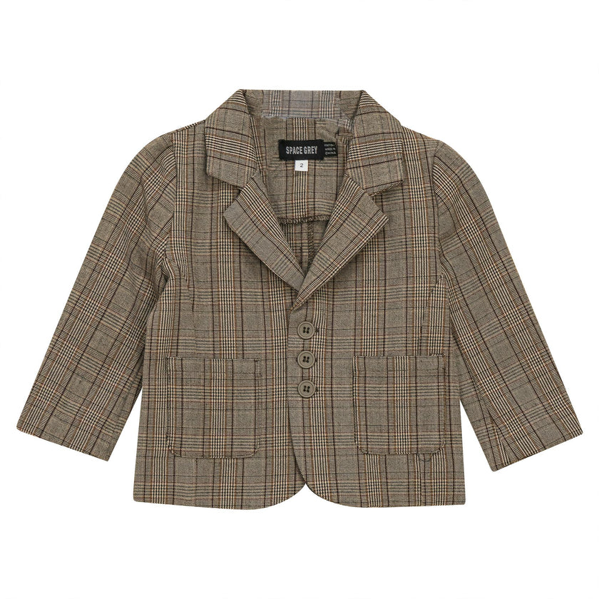 Woven Plaid Blazer Beige