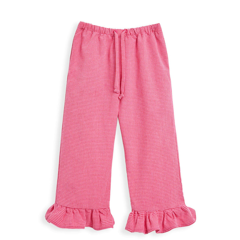 children's vichy frilled trousers - wild berry