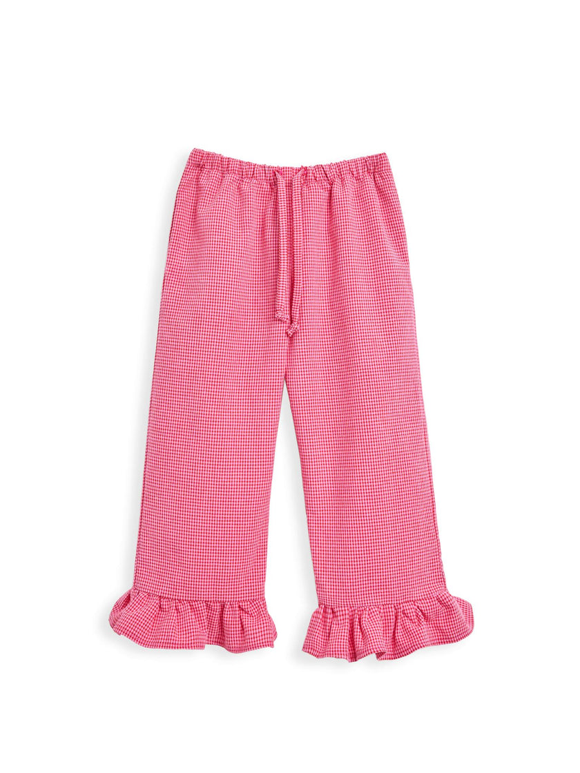 children's vichy frilled trousers - wild berry