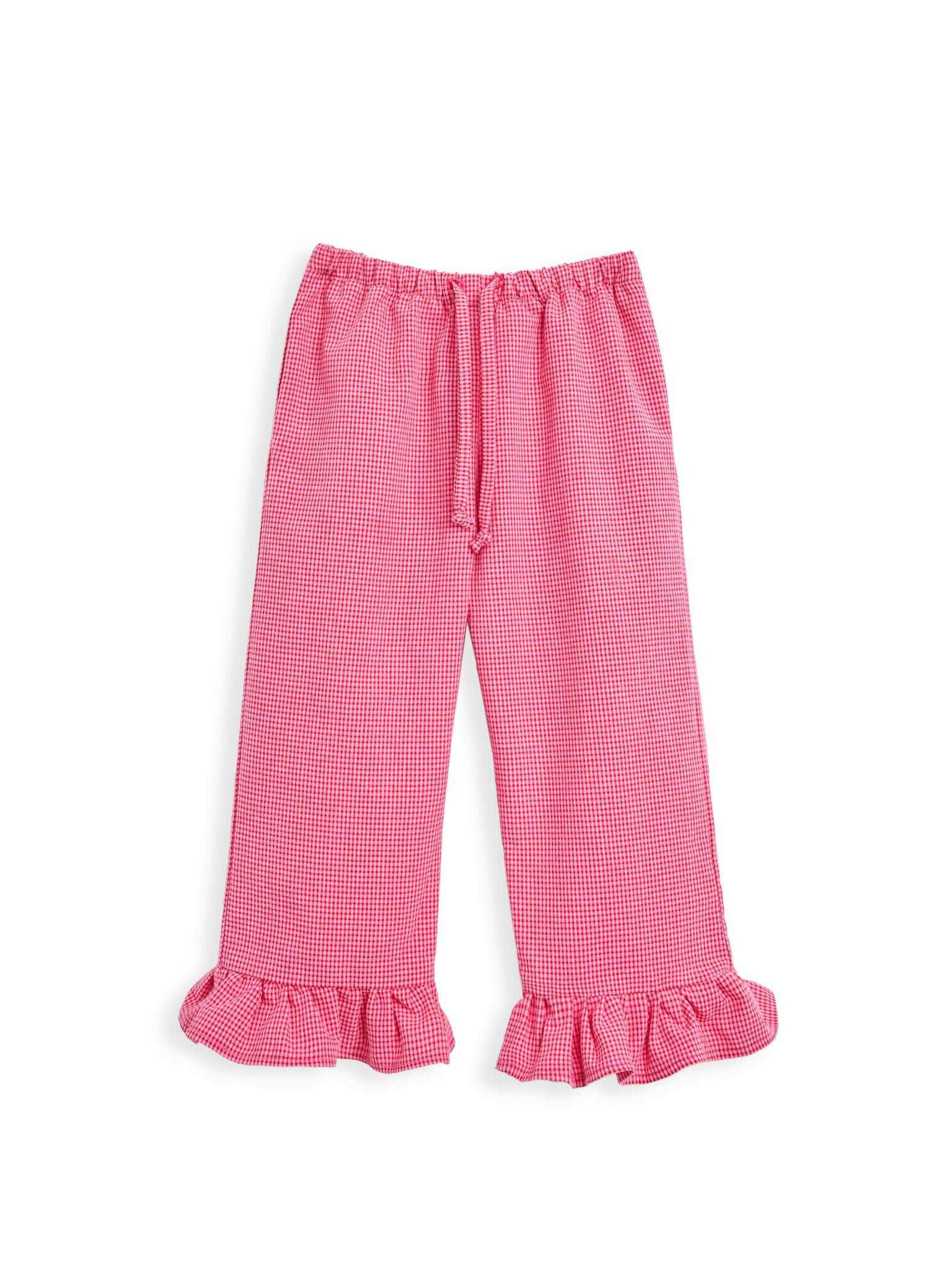 children's vichy frilled trousers - wild berry