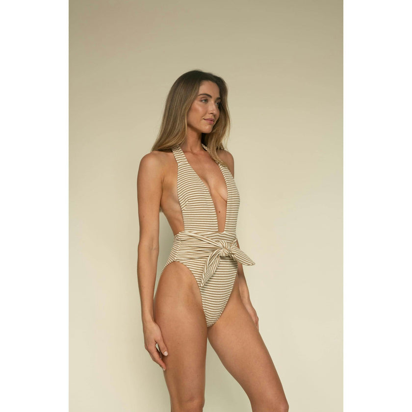 Women's Tropez Striped Tie-Up One-Piece Swimsuit