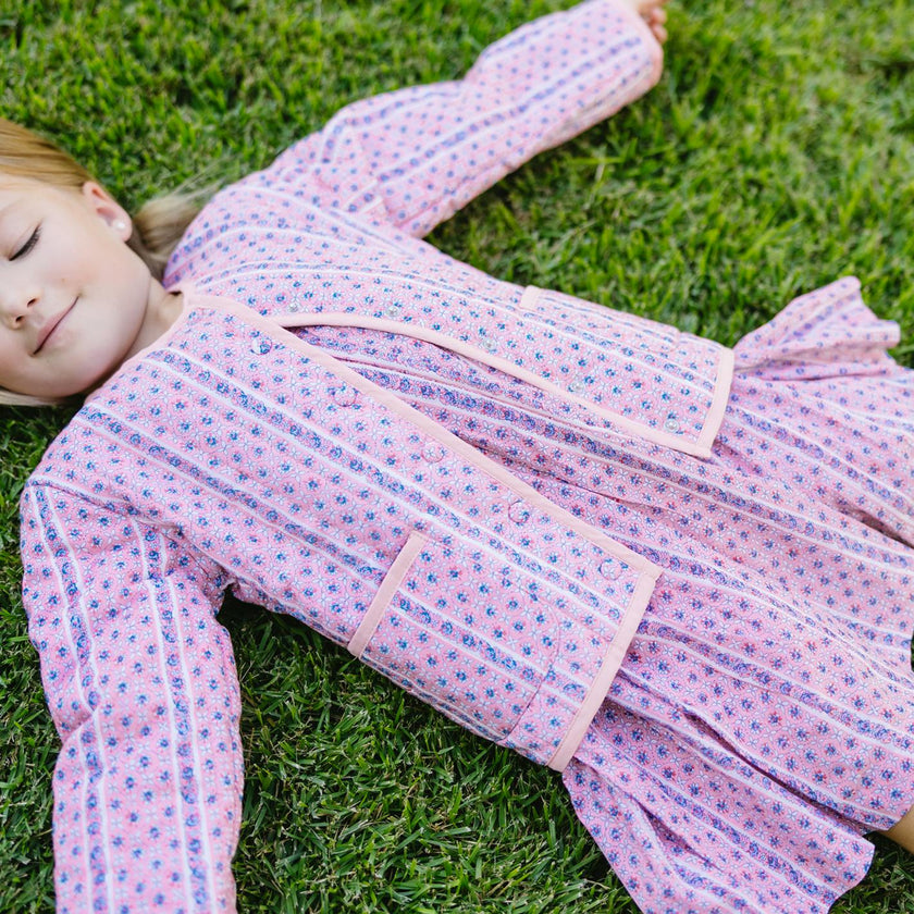 girls rosa vine smocked dress with flutter sleeves