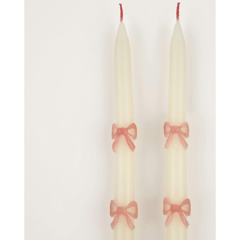 Pink Bow Taper Candles