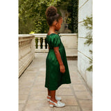 Mini Cassie Dress in Green Taffeta