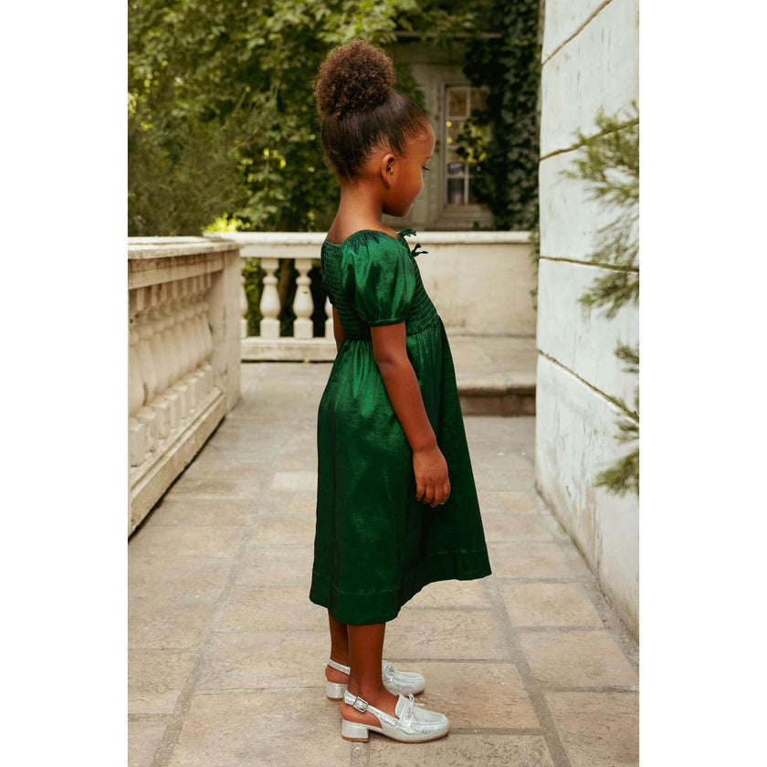 Mini Cassie Dress in Green Taffeta