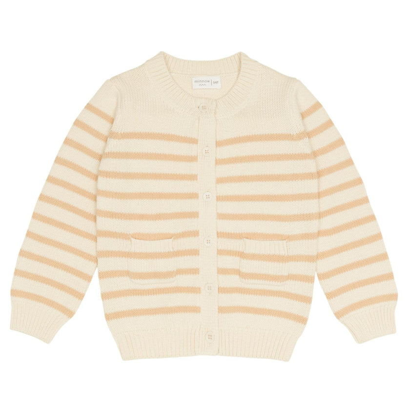 unisex cream and tan stripe knit cardigan