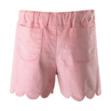 Scalloped Corduroy Elastic Waist Shorts