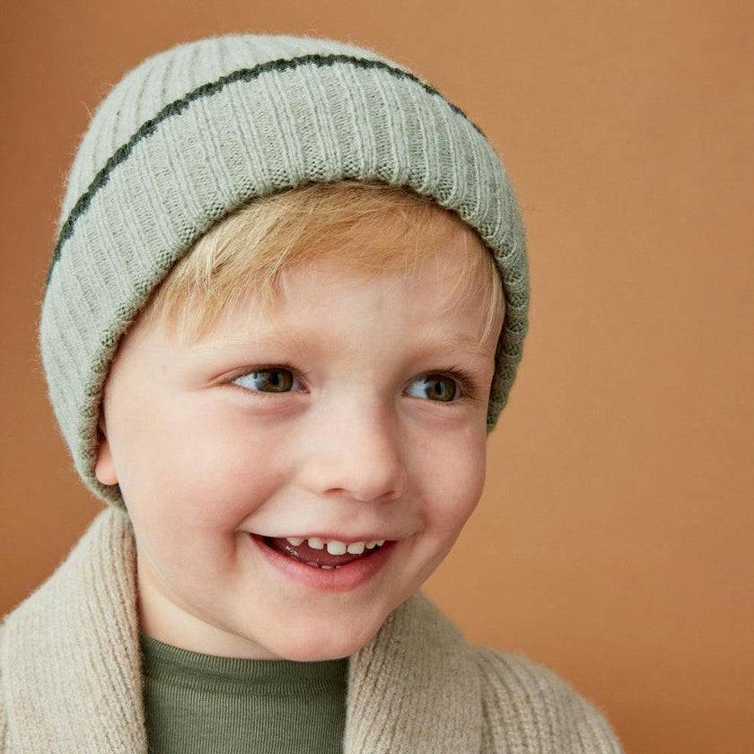 Merino Cashmere Ribbed Rolled-Up Beanie