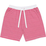 Men's Red Stripe Jersey Sleep Shorts - Organic Stretch Cotton