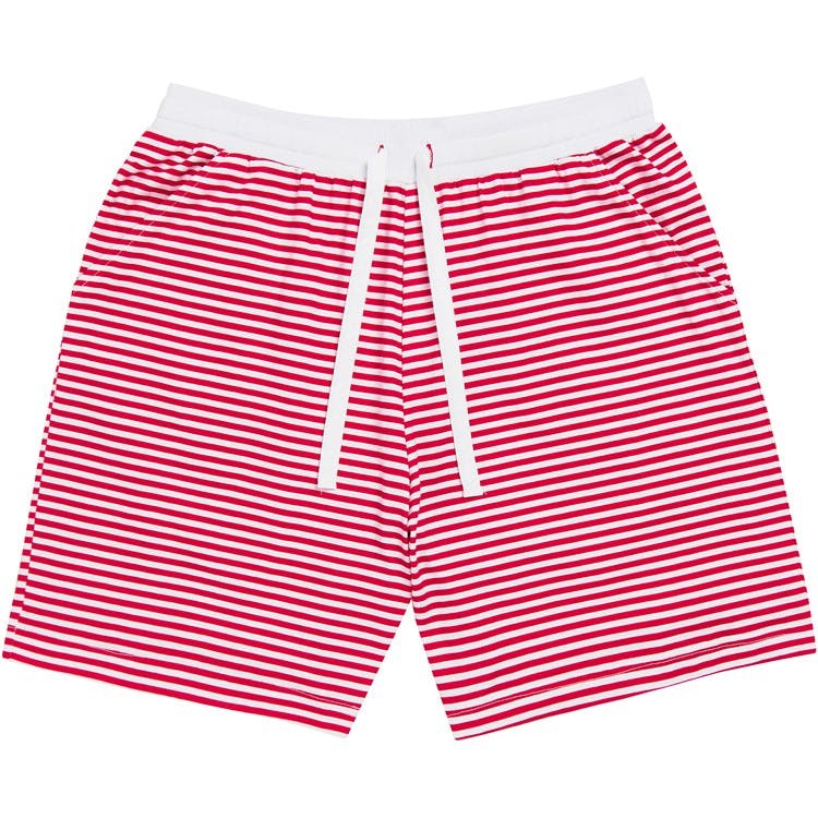 Men's Red Stripe Jersey Sleep Shorts - Organic Stretch Cotton