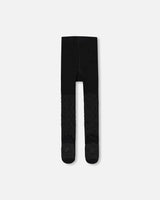 Knit Tights Black With Tone-On-Tone Star Pattern