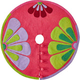 Handmade Retro Flowers Pink Christmas Tree Skirt Felt 60"