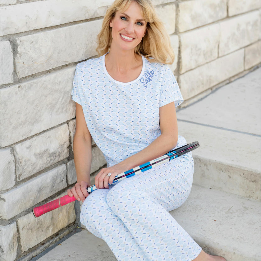 Marcia Women's Pajama Pant Set - Tennis Match Blue