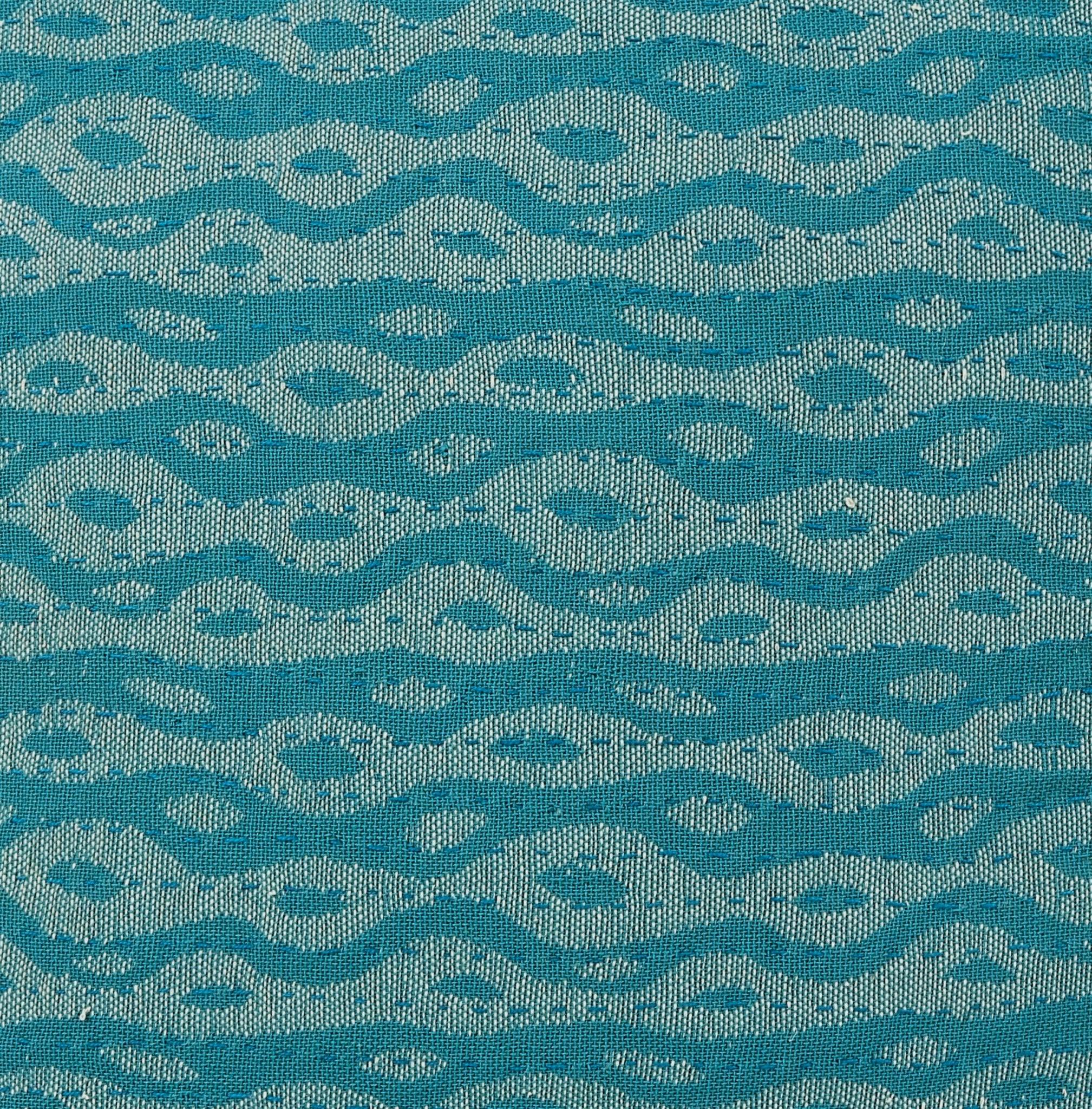 Artisan Hand Loomed Cotton Square Pillow - Blue Ocean Design - 24