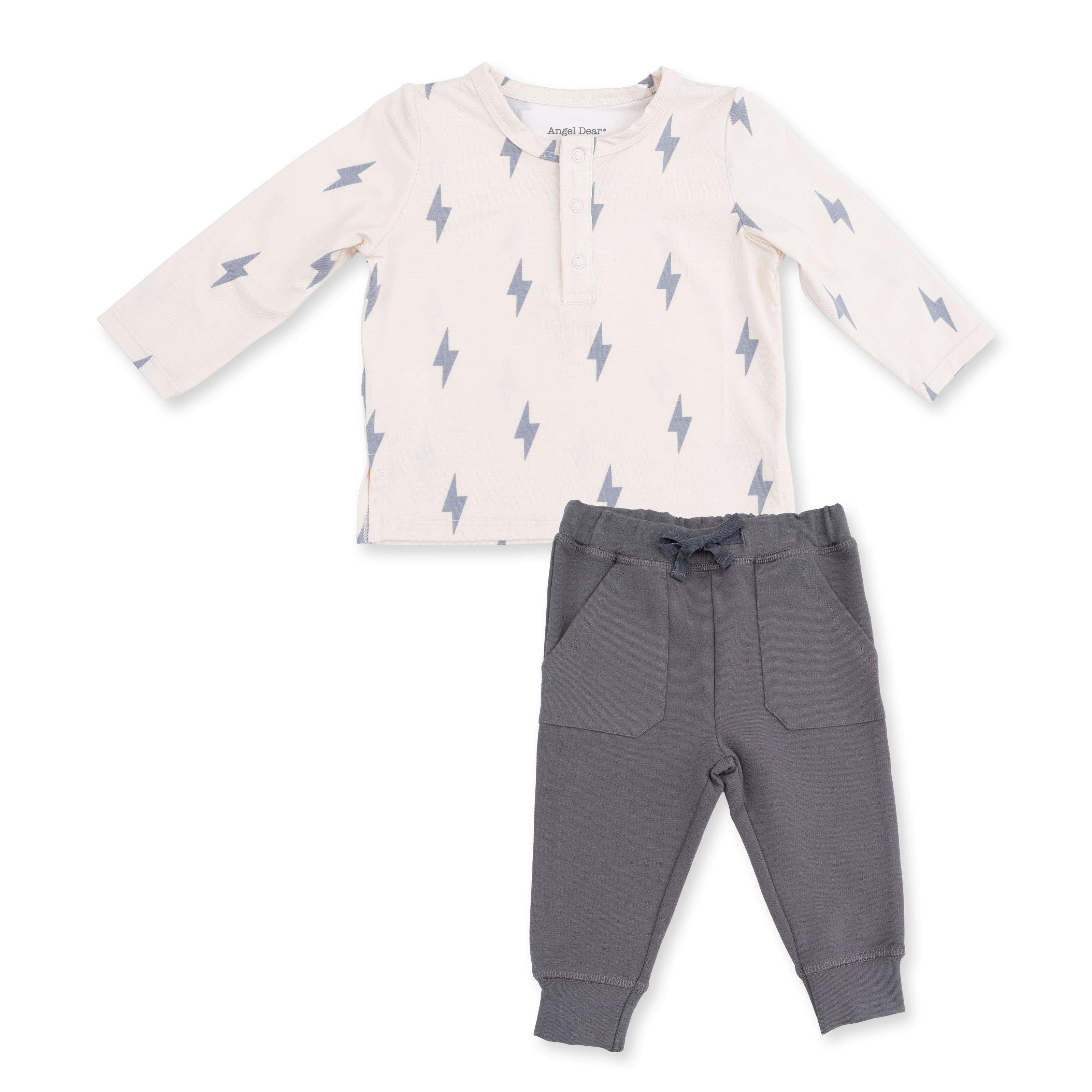 Lightning Bolt Viscose - Long Sleeve Henley and Jogger