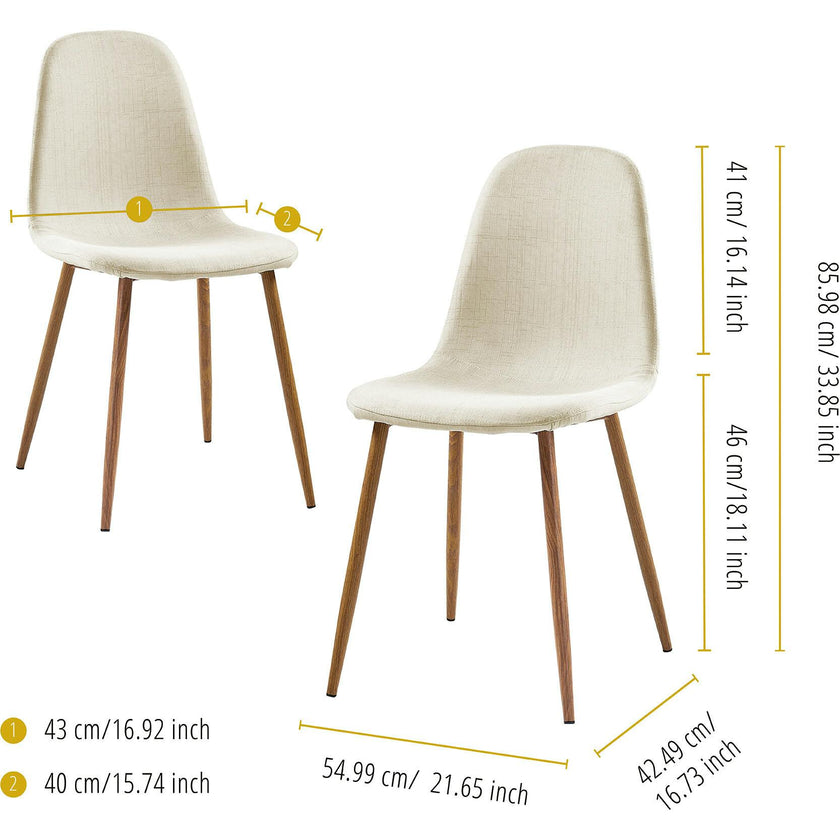 Minimalista Fabric Dining Chair with Wood Grain Metal Legs