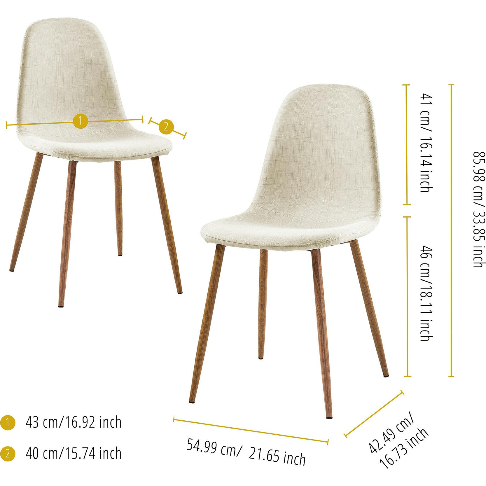 Minimalista Fabric Dining Chair with Wood Grain Metal Legs