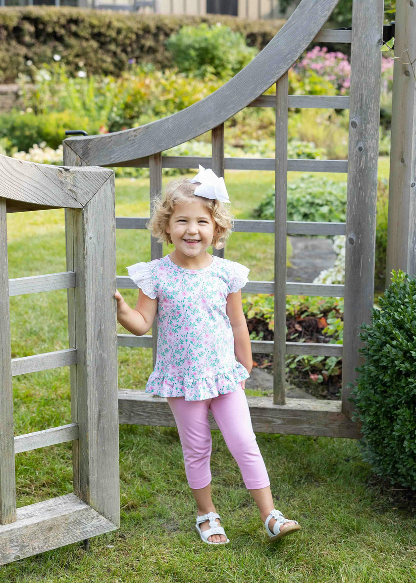 Floral Print Top with Capri Leggings