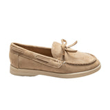 Beige Suede Formal Laced Loafers