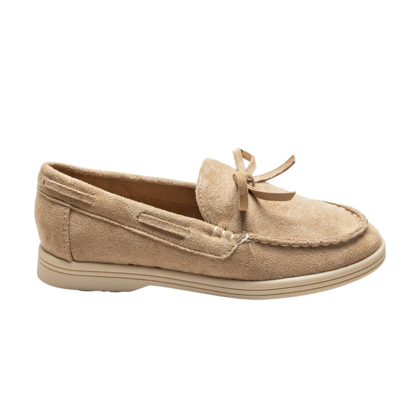 Beige Suede Formal Laced Loafers