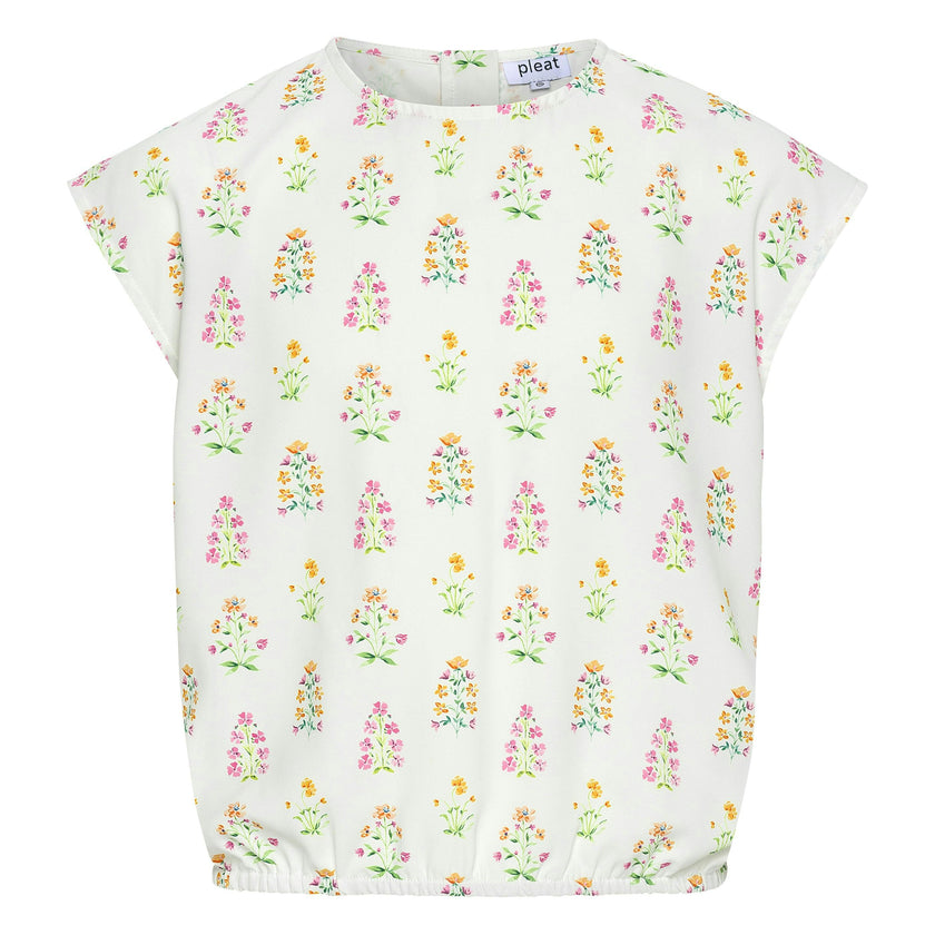 Emma Top White Floral Block Print