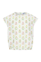 Emma Top White Floral Block Print
