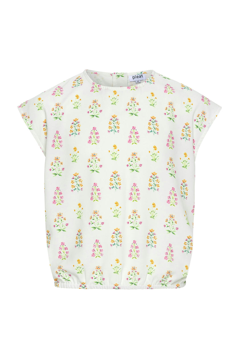 Emma Top White Floral Block Print