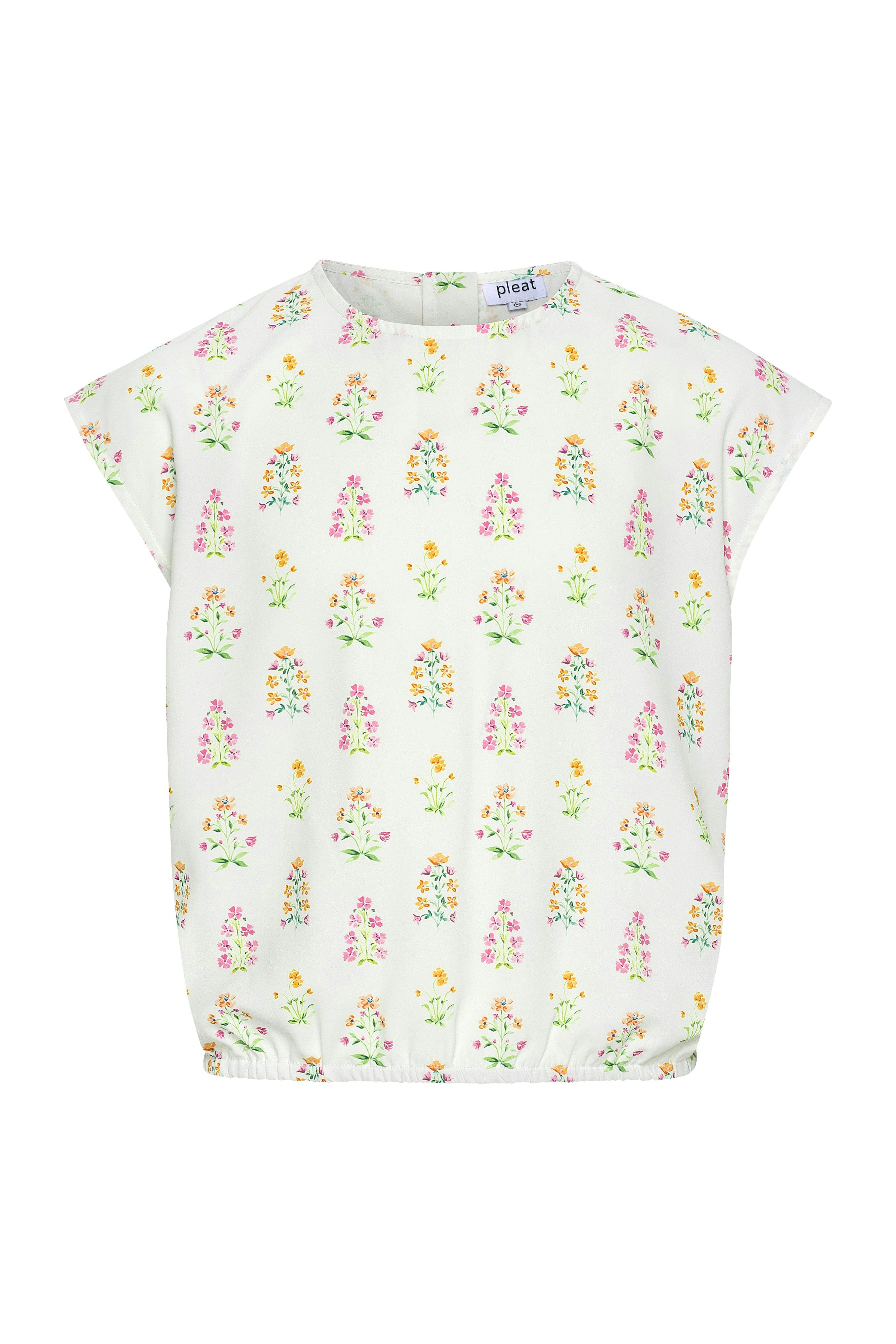 Emma Top White Floral Block Print