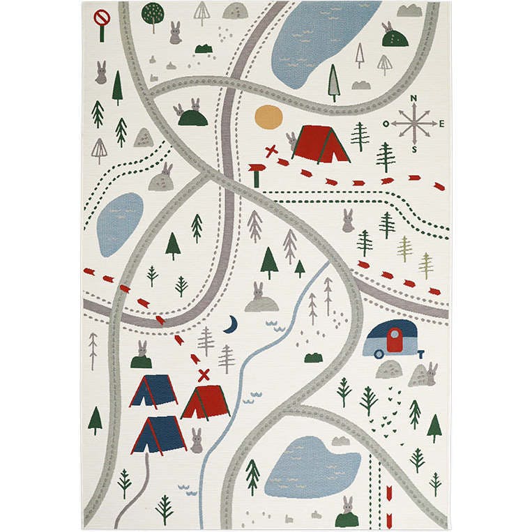 Flat Woven Graphic Print Rectangular Play Rug