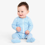 Baby organic zip footie in stripe