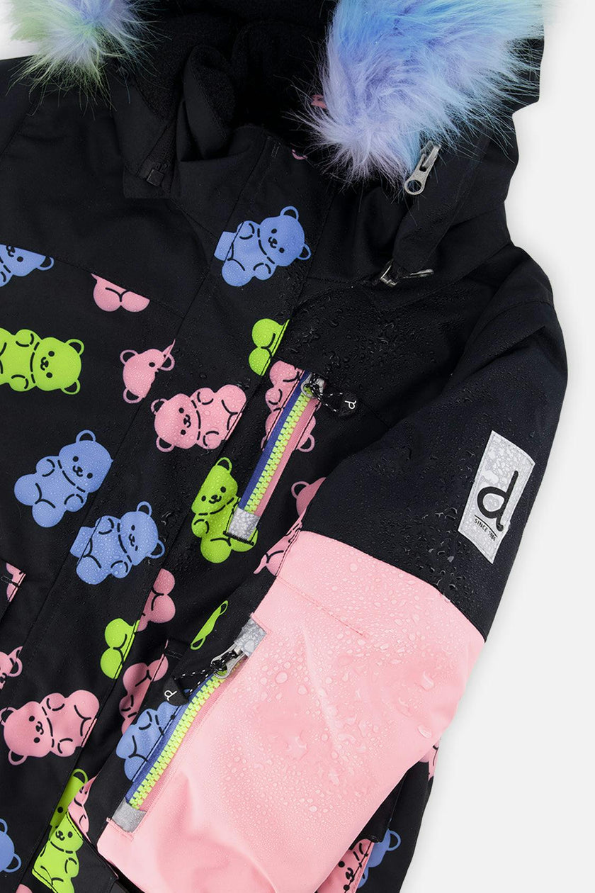 Two Piece Play Snowsuit Black Gummy Bear Print