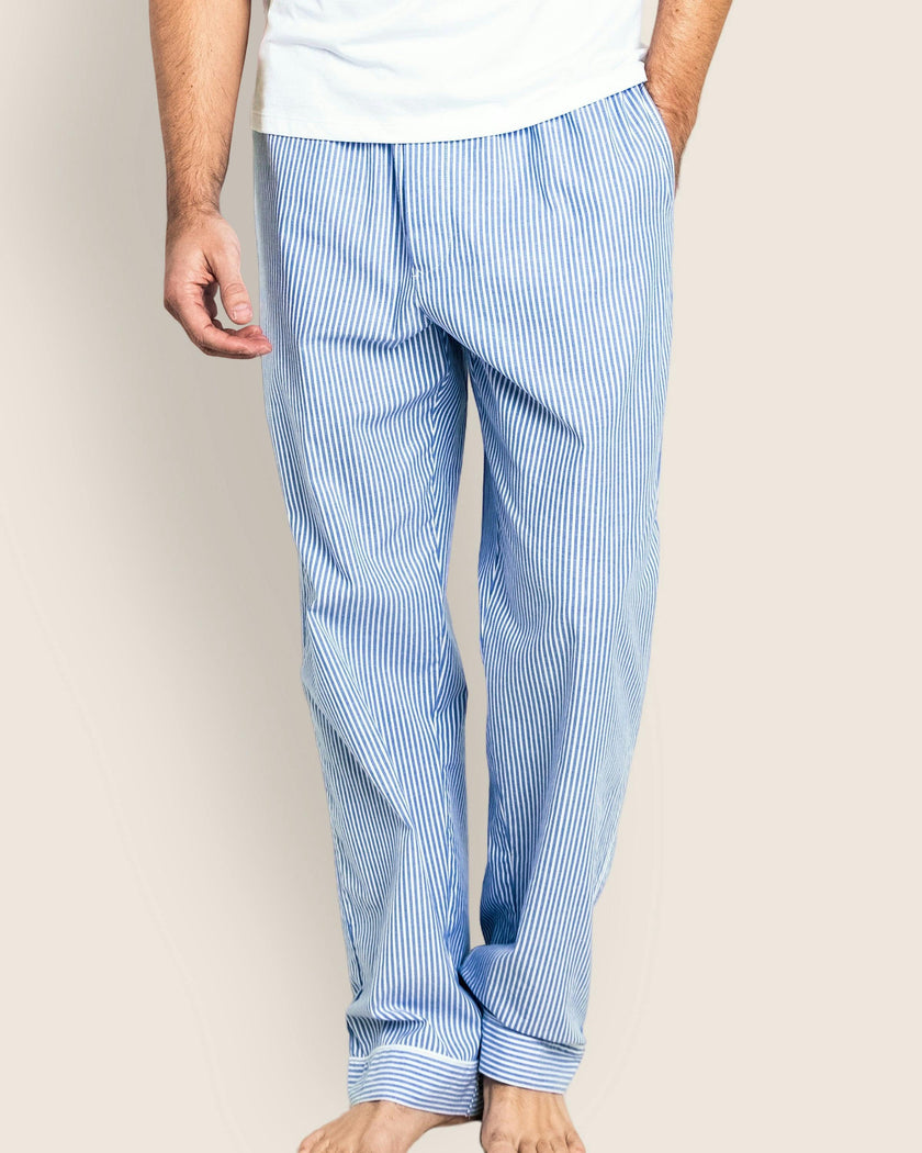 Men's Twill Pajama Pants in French Blue Heritage Stripe