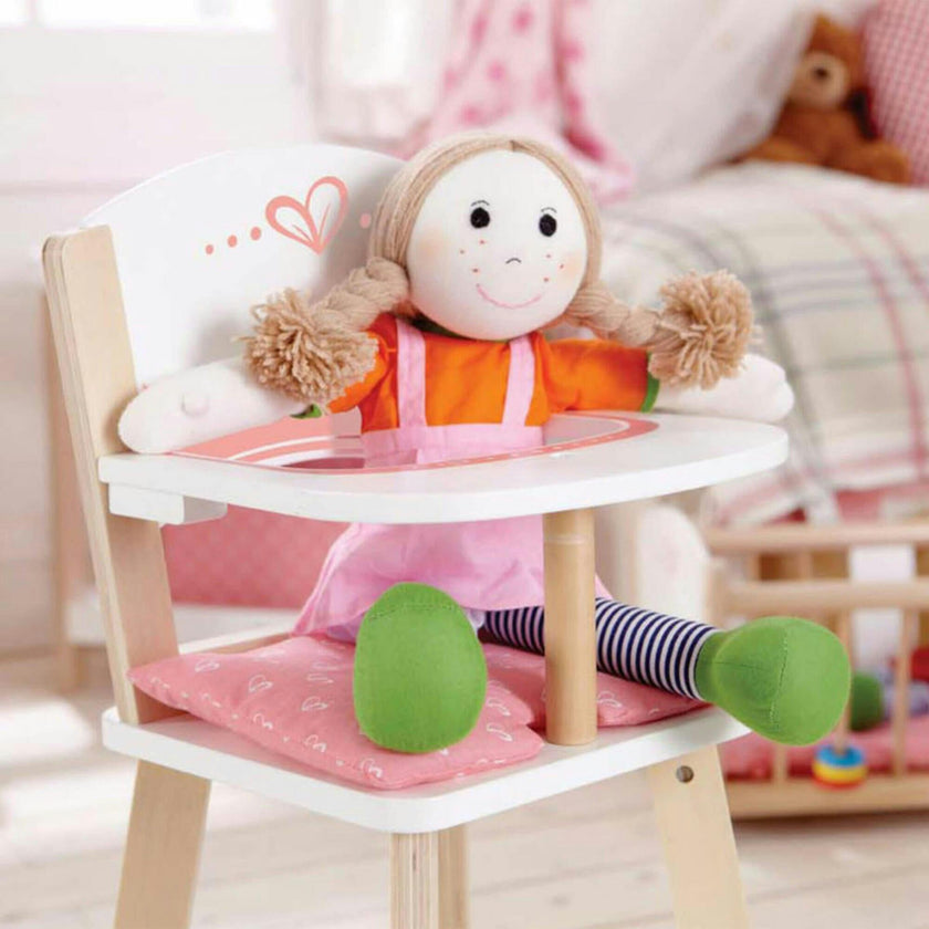 Wooden Babydoll Highchair in Pink Hearts