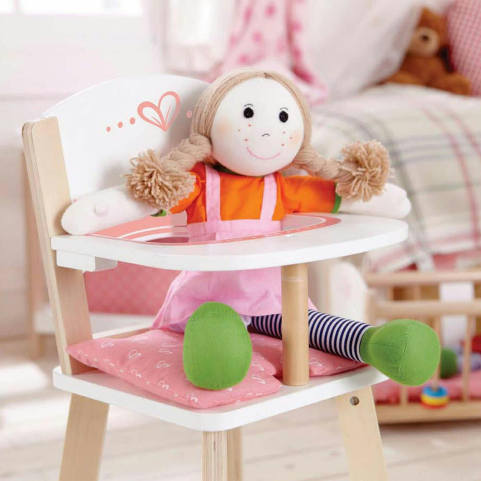 Wooden Babydoll Highchair in Pink Hearts
