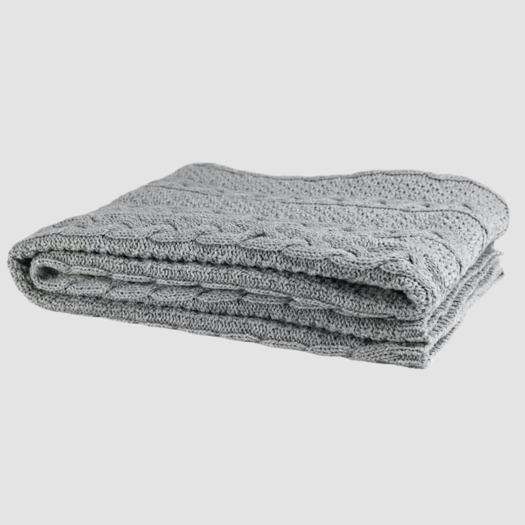 Textured Sustainable Knit Throw Blanket - Chunky Cable