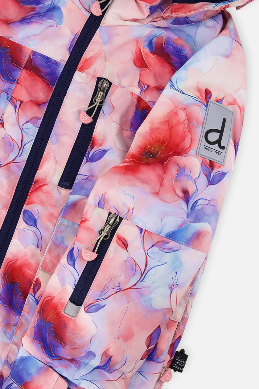 Two Piece Play Snowsuit Mauve Watercolor Floral Print With Navy Pants